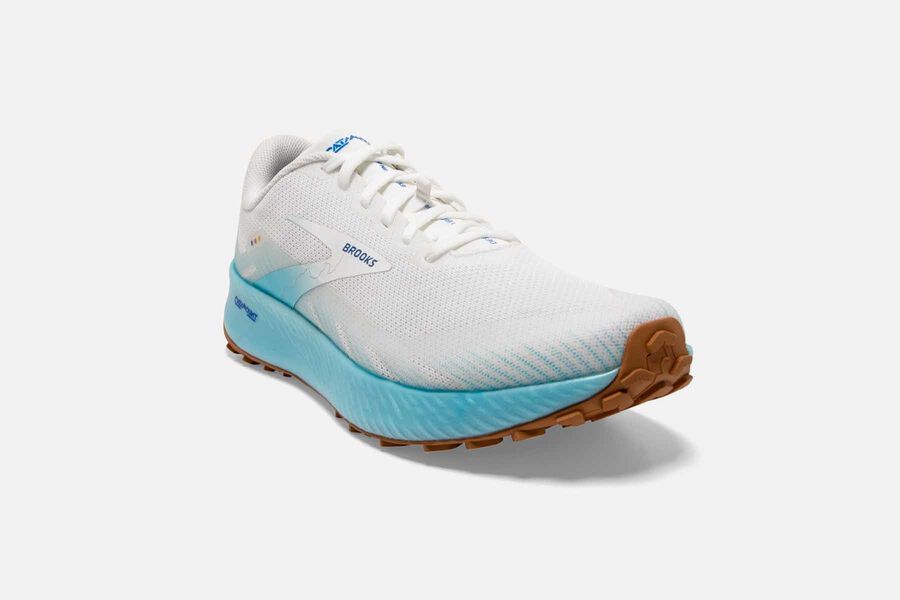 Brooks Running Shoes Womens White/Blue - Catamount Trail - 7036-JVUKR